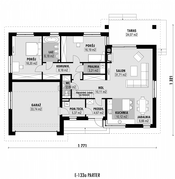 Rzut parteru POW. 157,0 m²