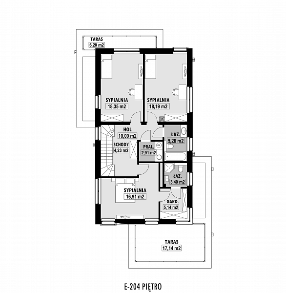 Rzut piętra POW. 108,0 m²