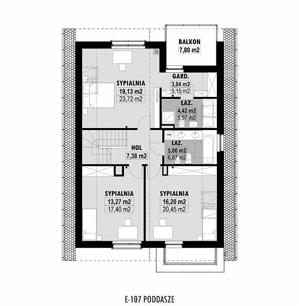 Rzut poddasza POW. 86,9 m²