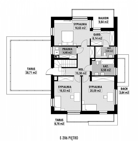 Rzut piętra POW. 140,0 m²