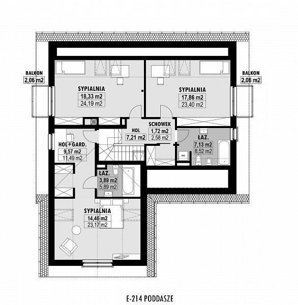 Rzut poddasza POW. 110,6 m²