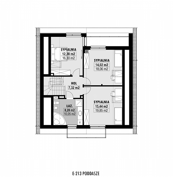 Rzut poddasza POW. 71,6 m²