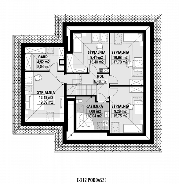 Rzut poddasza POW. 187,8 m²