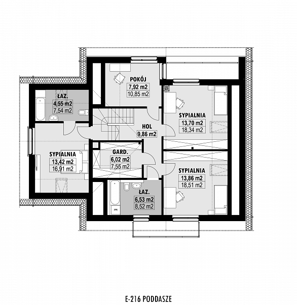 Rzut poddasza POW. 98,1 m²
