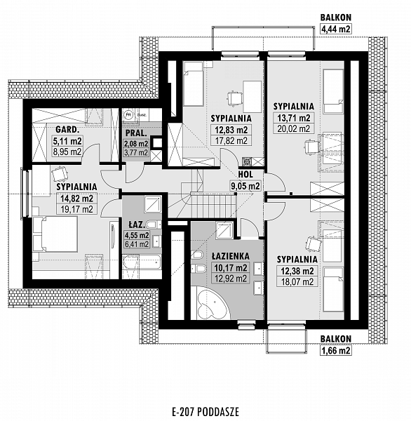 Rzut poddasza POW. 122,4 m²