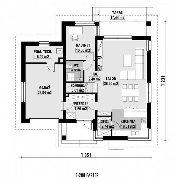 Rzut parteru POW. 106,1 m²