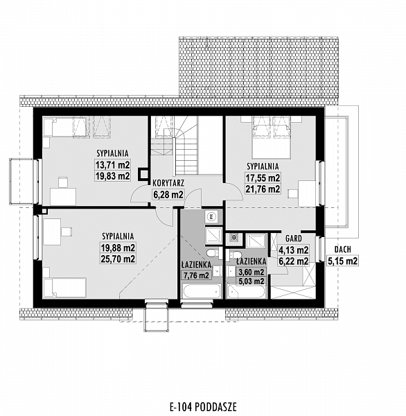Rzut poddasza POW. 92,7 m²