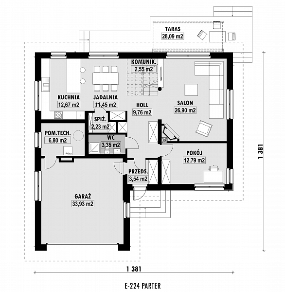 Rzut parteru POW. 251,9 m²