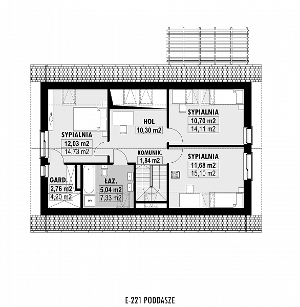 Rzut poddasza POW. 67,6 m²