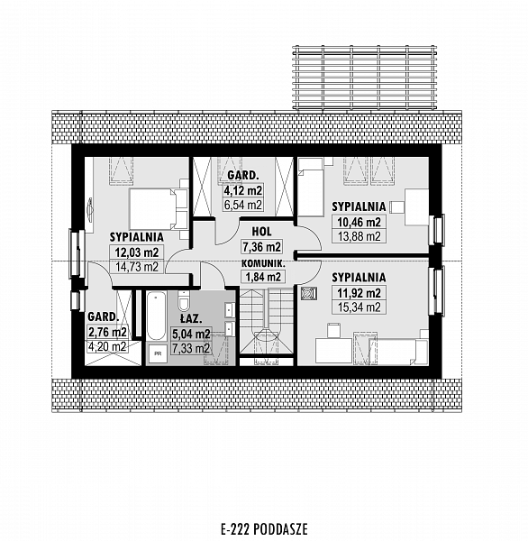 Rzut poddasza POW. 71,2 m²