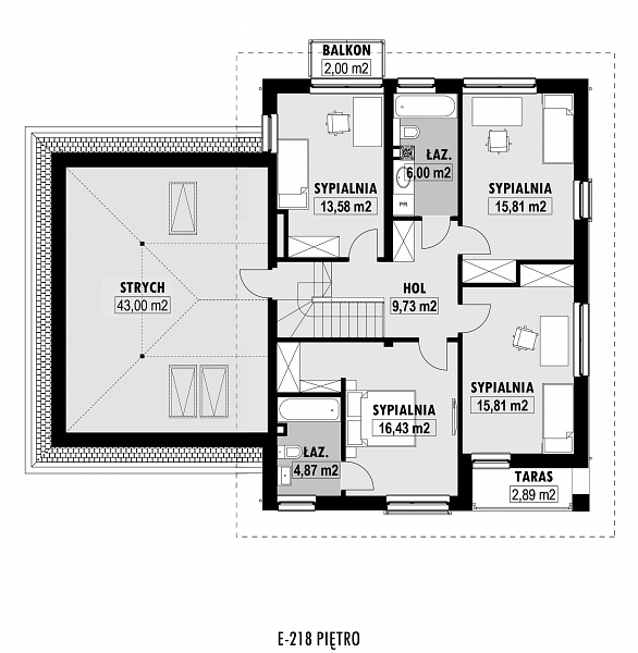 Rzut piętra POW. 130,1 m²