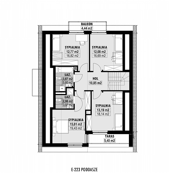Rzut poddasza POW. 101,3 m²