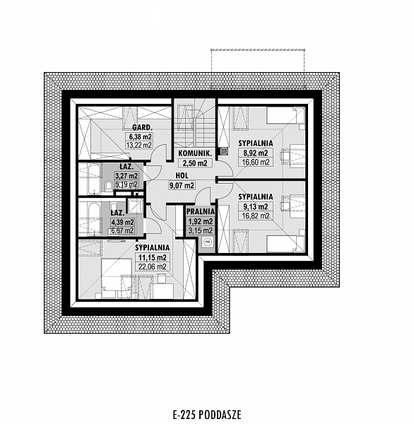 Rzut poddasza POW. 190,6 m²
