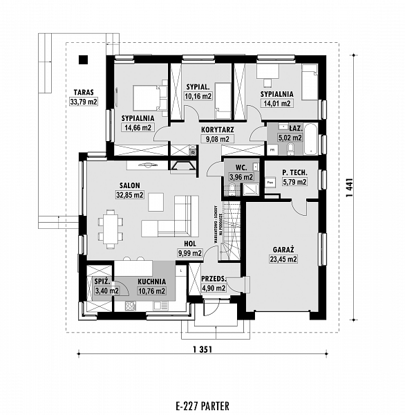 Rzut parteru POW. 148,0 m²