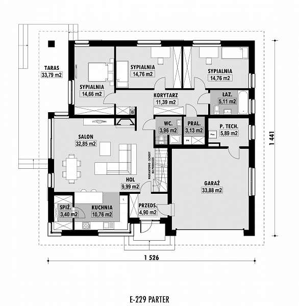 Rzut parteru POW. 169,4 m²