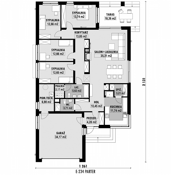 Rzut parteru POW. 183,2 m²