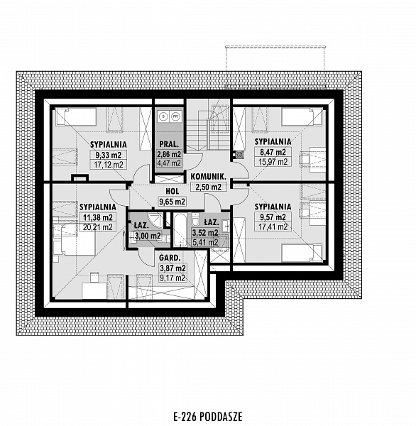 Rzut poddasza POW. 209,8 m²