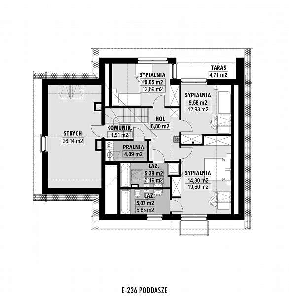 Rzut poddasza POW. 103,1 m²