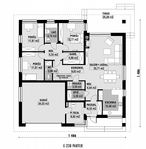 Rzut parteru POW. 330,7 m²