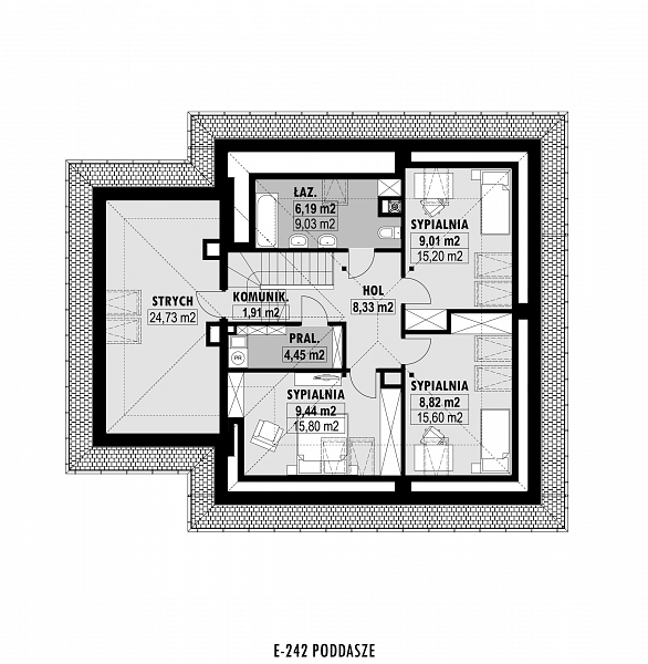 Rzut poddasza POW. 95,1 m²