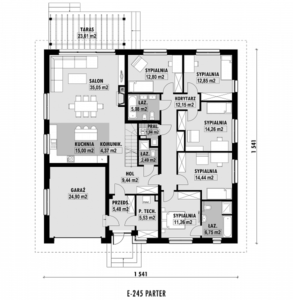 Rzut parteru POW. 193,8 m²