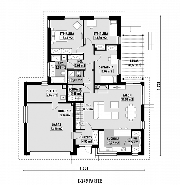 Rzut parteru POW. 167,3 m²