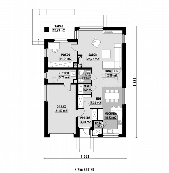 Rzut parteru POW. 101,0 m²