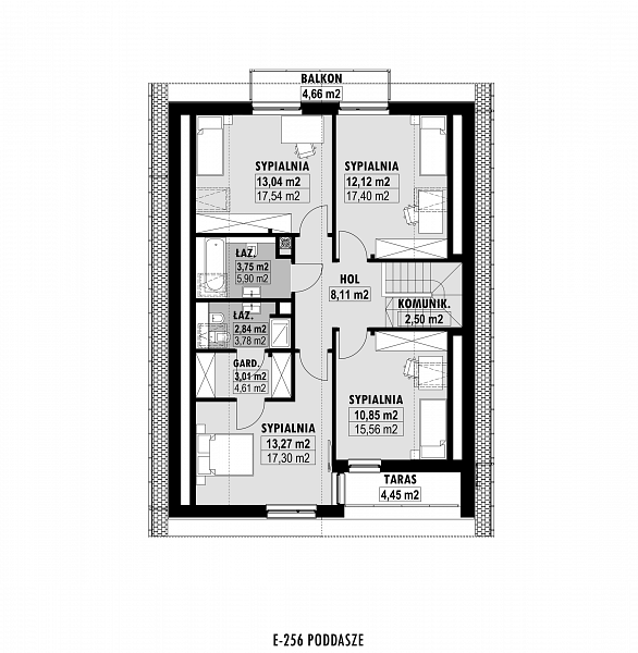Rzut poddasza POW. 101,8 m²