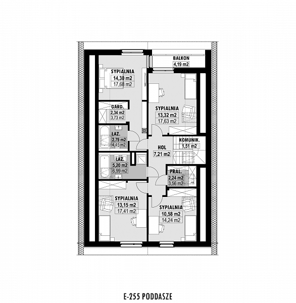 Rzut poddasza POW. 98,6 m²