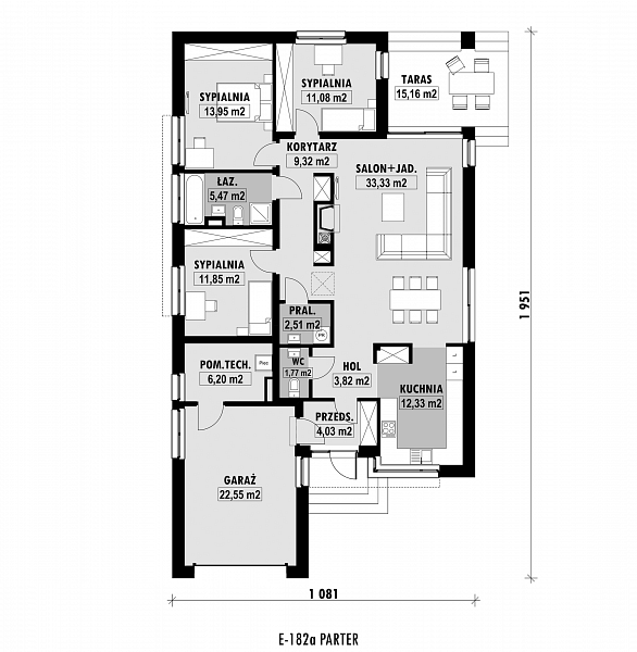 Rzut parteru POW. 138,2 m²
