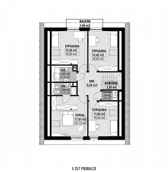 Rzut poddasza POW. 104,3 m²