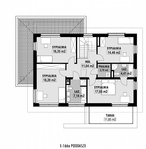 Rzut piętra POW. 103,9 m²