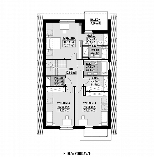 Rzut poddasza POW. 110,9 m²