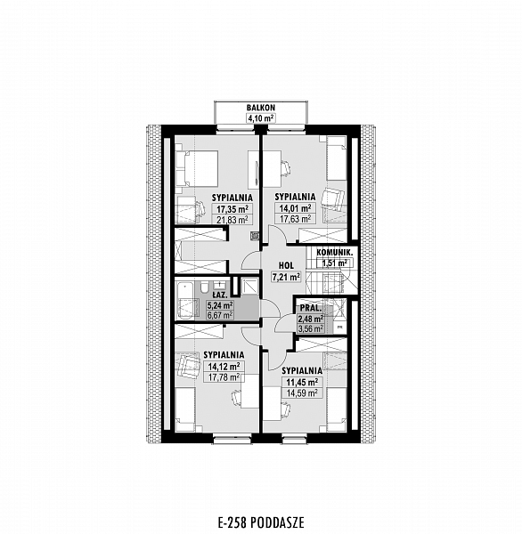 Rzut poddasza POW. 91,8 m²