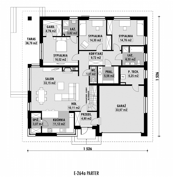 Rzut parteru POW. 179,9 m²