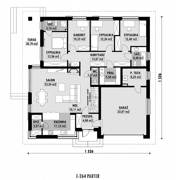 Rzut parteru POW. 179,9 m²