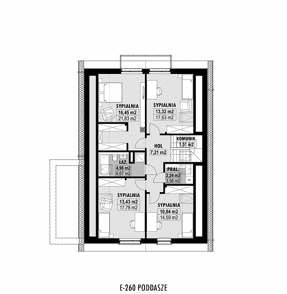 Rzut poddasza POW. 90,8 m²