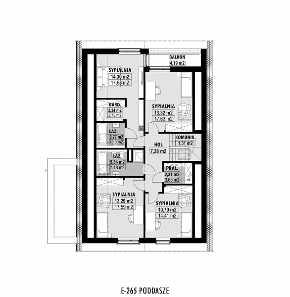 Rzut poddasza POW. 99,3 m²