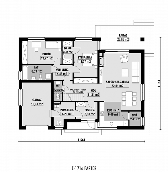 Rzut parteru POW. 130,2 m²