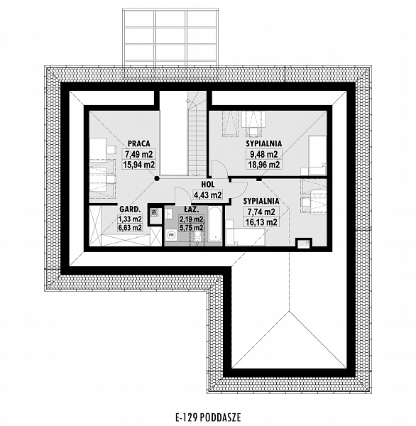 Rzut poddasza POW. 67,8 m²