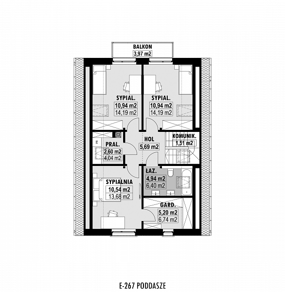 Rzut poddasza POW. 70,4 m²