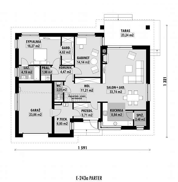 Rzut parteru POW. 139,9 m²
