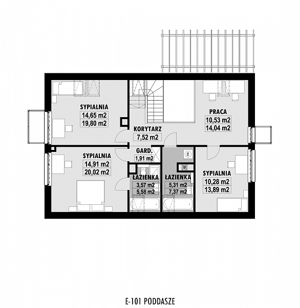 Rzut poddasza POW. 90,1 m²