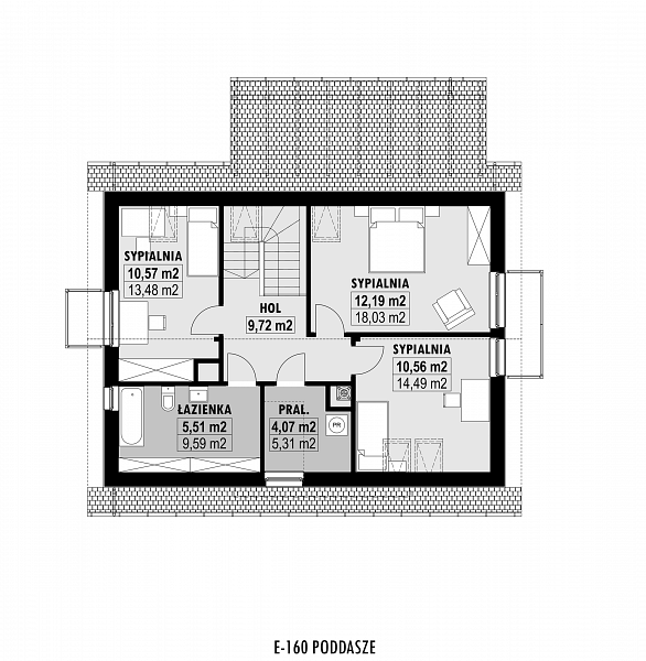 Rzut poddasza POW. 70,6 m²