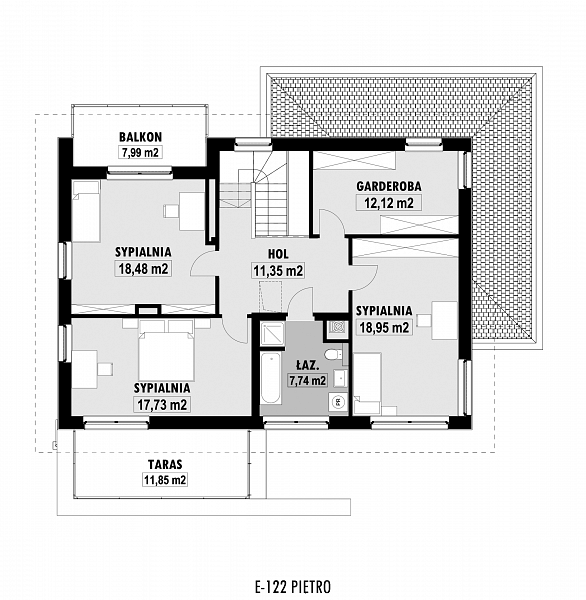 Rzut piętra POW. 106,2 m²