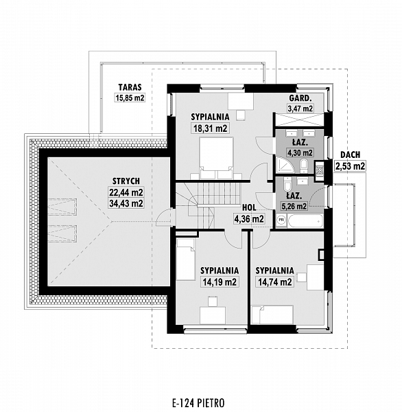 Rzut piętra POW. 115,1 m²