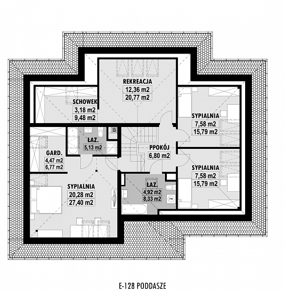 Rzut poddasza POW. 116,3 m²