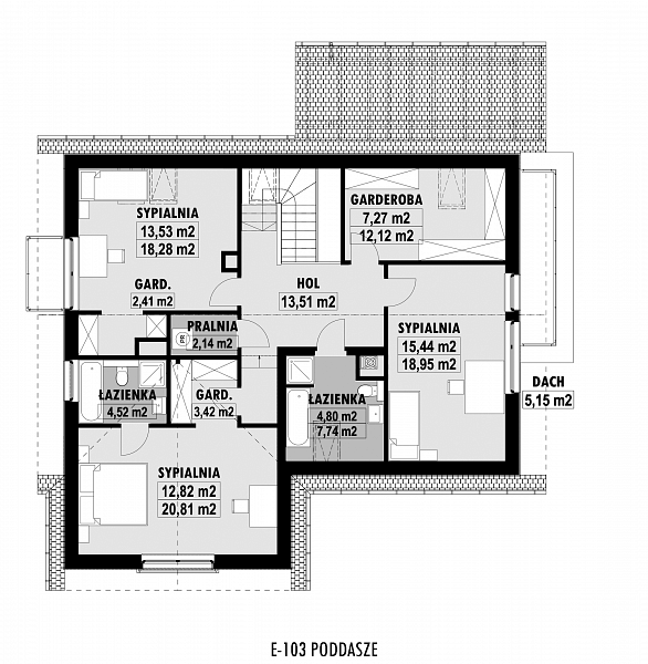Rzut poddasza POW. 103,9 m²