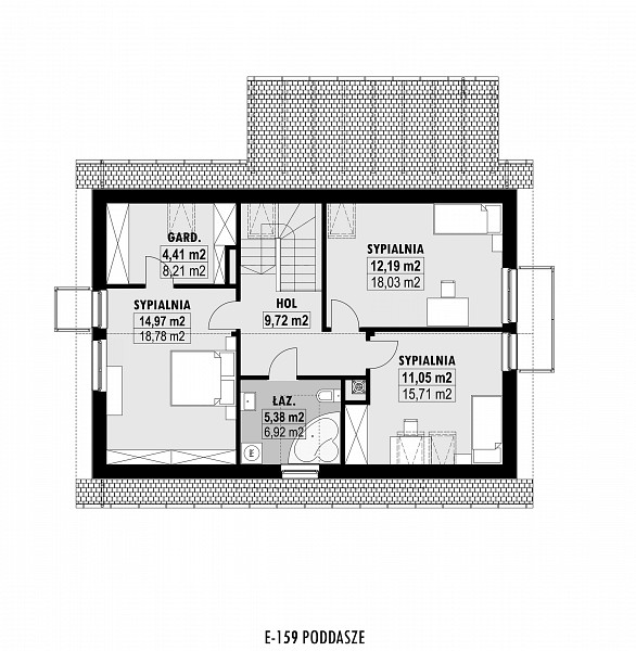 Rzut poddasza POW. 77,4 m²