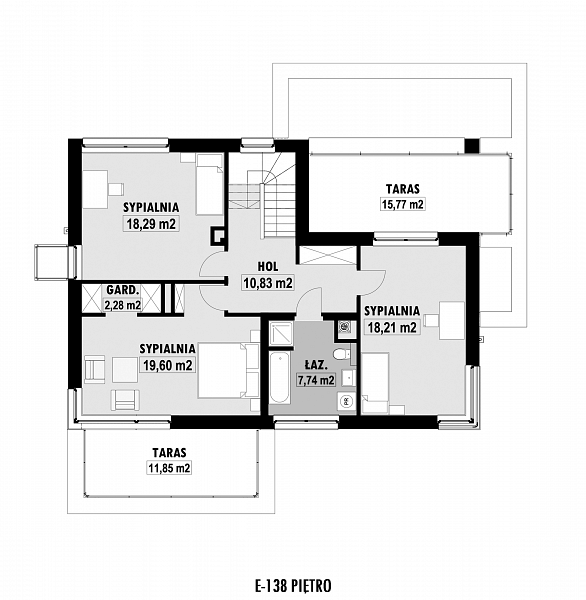 Rzut piętra POW. 104,6 m²